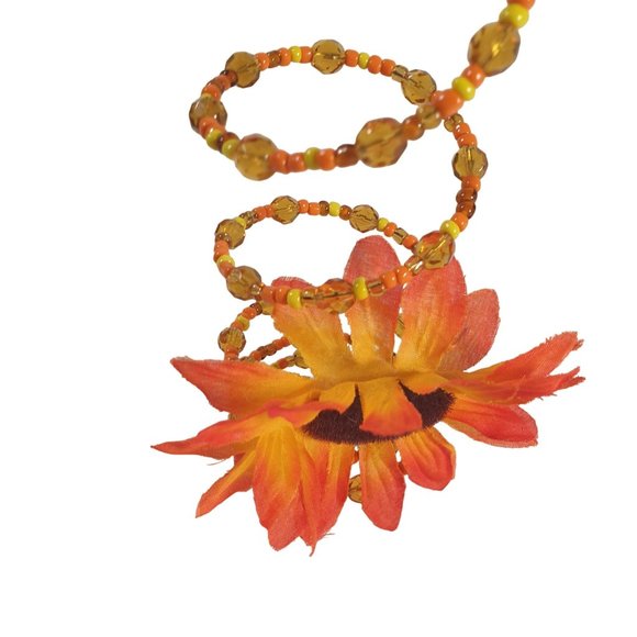 Orange Daisy Coil Wire Wrap Beaded Women Boho Floral Bracelet Fashion Jewelry - Picture 8 of 8